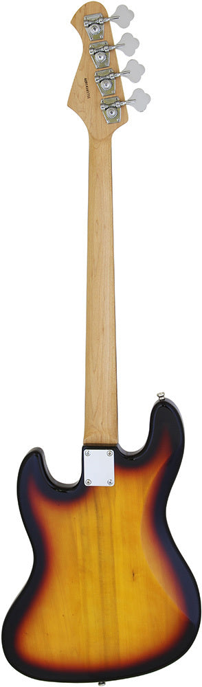 Aria ARSTBJBTT3TS STB-JB Series Electric Bass Guitar in 3-Tone Sunburst with Tortoise Shell Pickguard