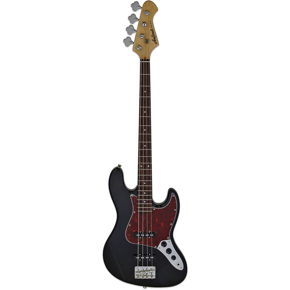 Aria ARSTBJBTTBK STB-JB Series Electric Bass Guitar in Black with Tortoise Shell Pickguard