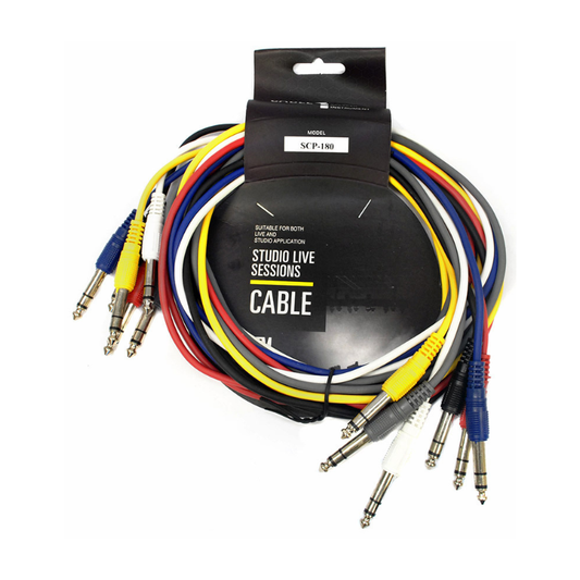 Leem 6ft Stereo Patch Cables 6pk (1/4" Stereo Jack Plug - 1/4" Stereo Jack Plug )