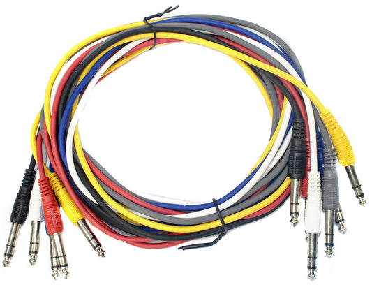 Leem 6ft Stereo Patch Cables 6pk (1/4" Stereo Jack Plug - 1/4" Stereo Jack Plug )