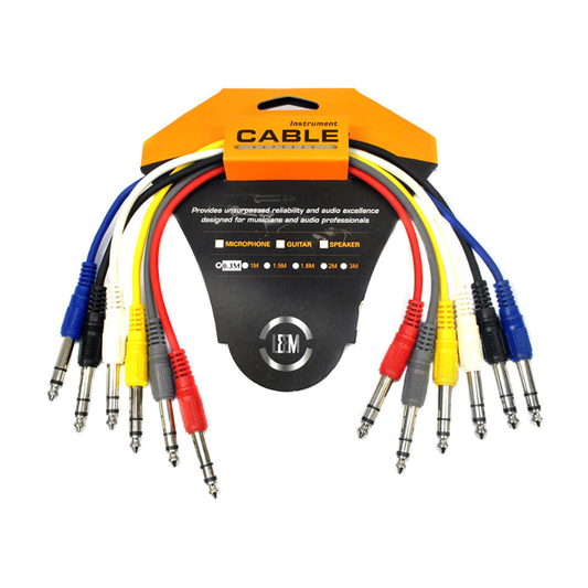 Leem 1ft Stereo Patch Cables 6pk (1/4" Stereo Jack Plug - 1/4" Stereo Jack Plug )
