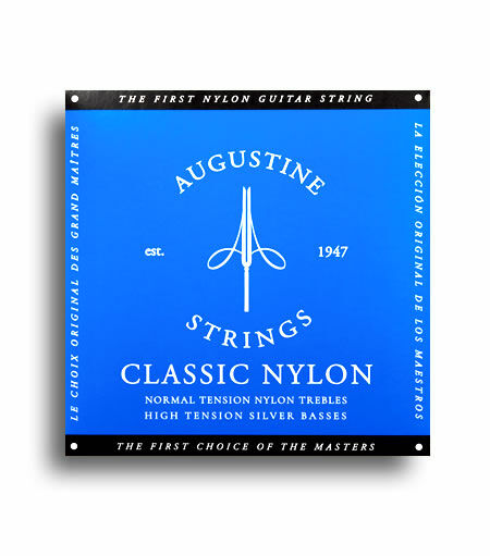 Augustine AUGBLUE Classic Blue Classical Guitar Strings (Normal Tension Nylon Trebles/High Tension Silver Basses)