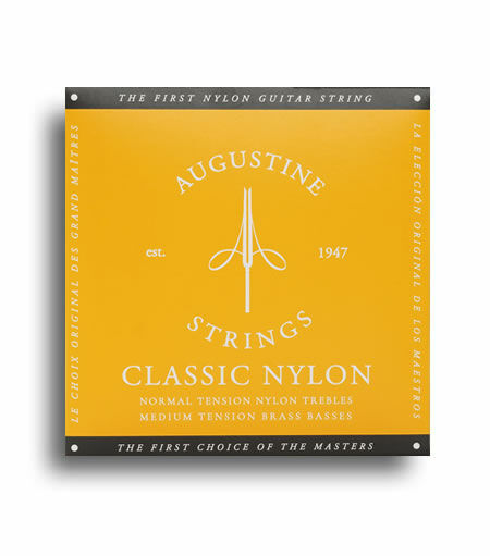 Augustine AUGGOLD Classic Gold Classical Guitar Strings (Normal Tension Nylon Trebles/Medium Tension Brass Basses)