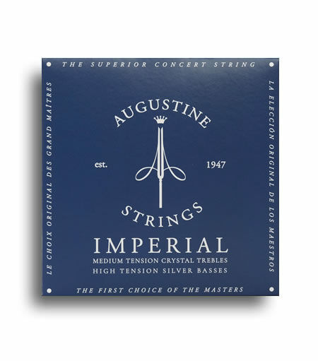 Augustine AUGIMPBLUE Imperial Blue Classical Guitar Strings (Medium Tension Crystal Trebles/High Tension Silver Basses)