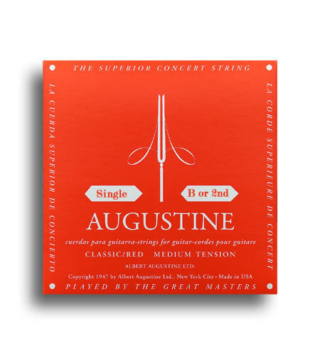 Augustine AUGRED2ND Classic Red Regular Tension (B-2nd) Single Classical Guitar String