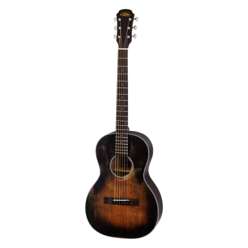Aria Delta Players Series Parlour Acoustic Guitar in Muddy Brown Finish