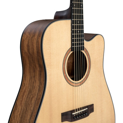 Cascha CASCGA300 Performer Series Dreadnought Acoustic Guitar in Natural Finish
