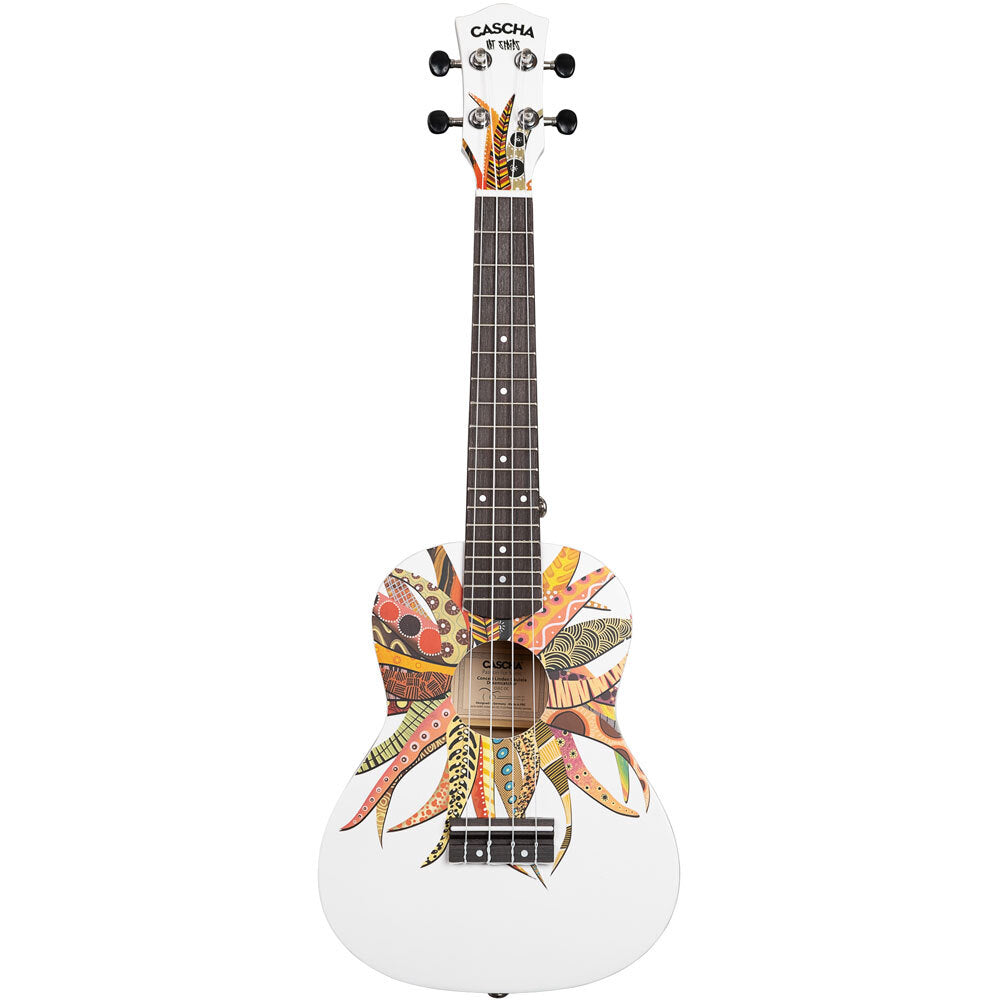 Cascha CASCULCDC Linden Series Concert Ukulele in White with Dreamcatcher Design & Bag