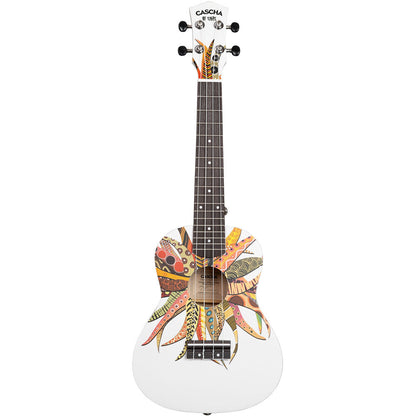 Cascha CASCULCDC Linden Series Concert Ukulele in White with Dreamcatcher Design & Bag