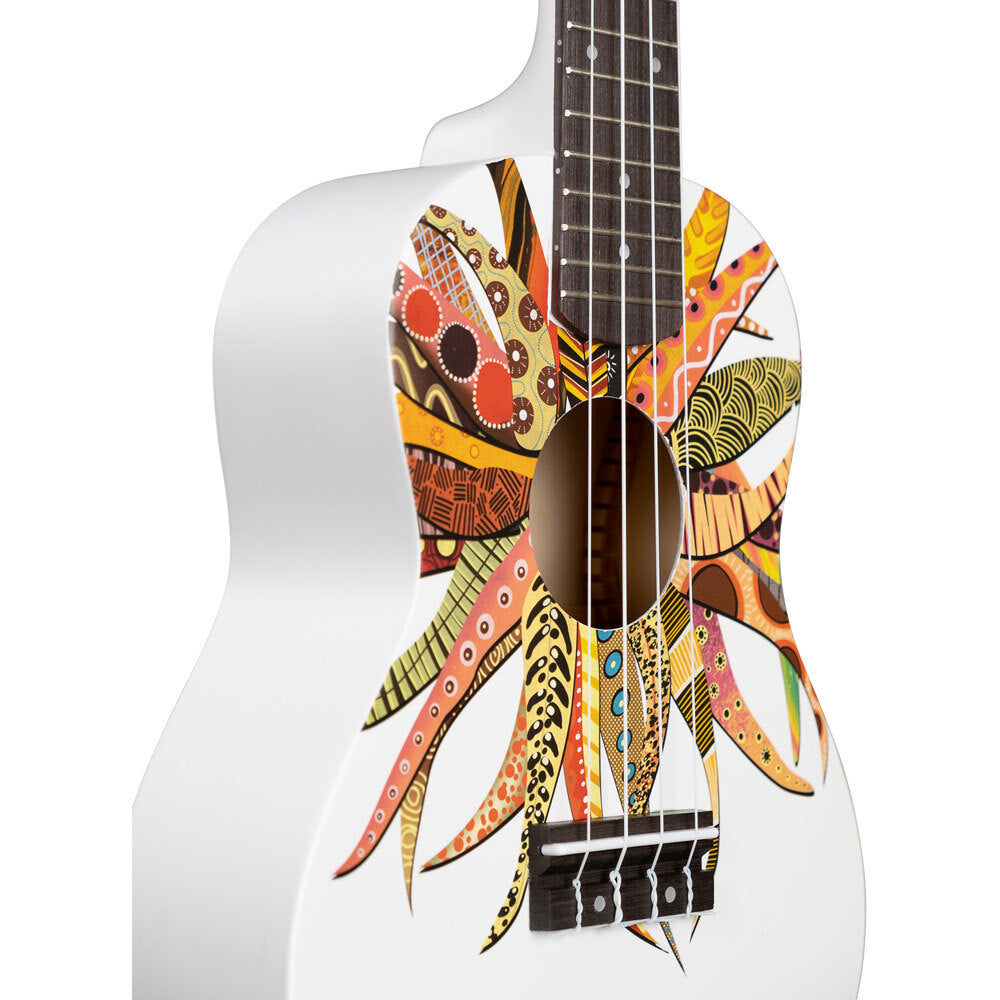 Cascha CASCULCDC Linden Series Concert Ukulele in White with Dreamcatcher Design & Bag