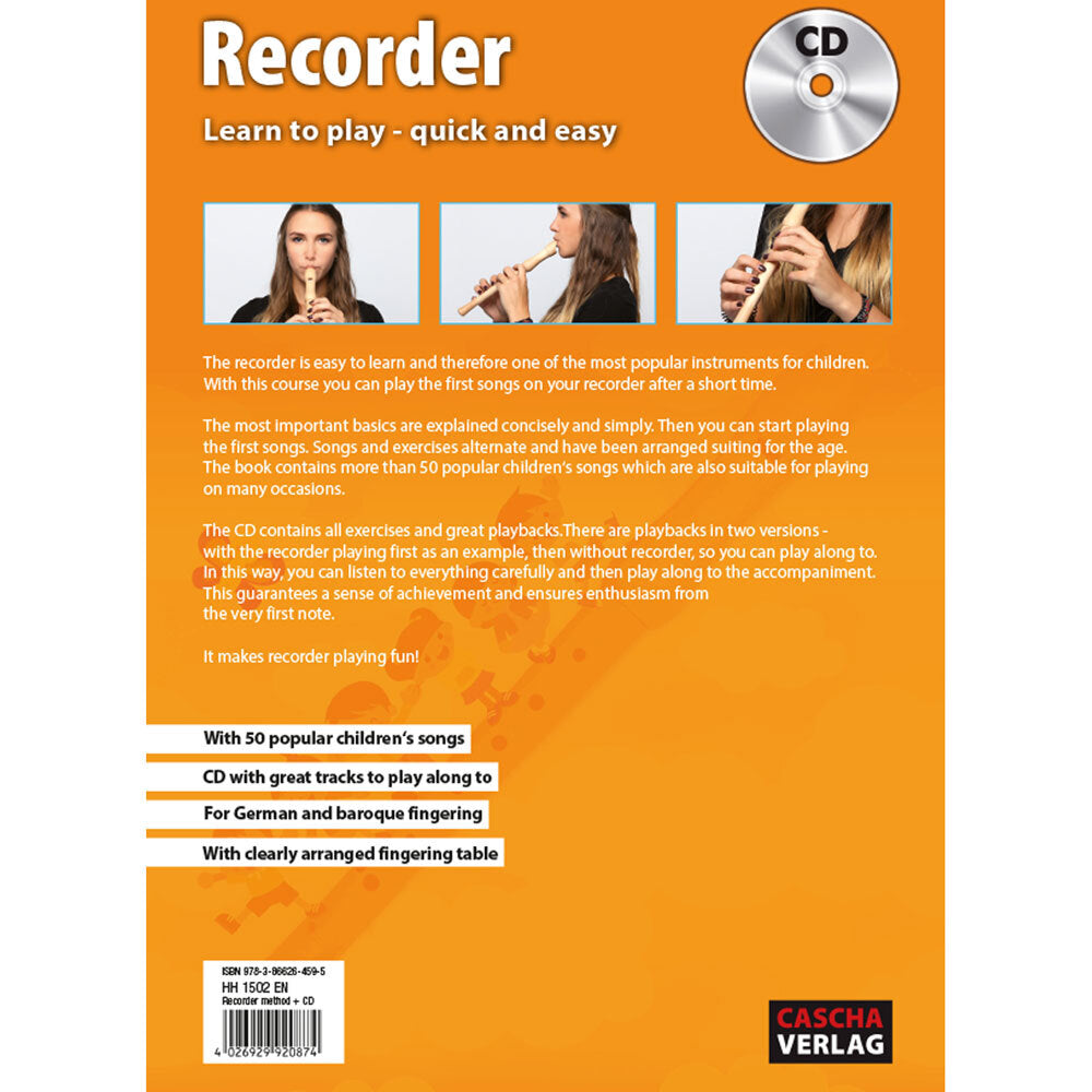 Cascha Learn To Play Quick & Easy Recorder Method Book/CD