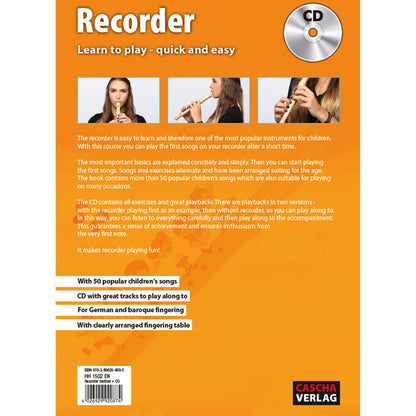 Cascha Learn To Play Quick & Easy Recorder Method Book/CD
