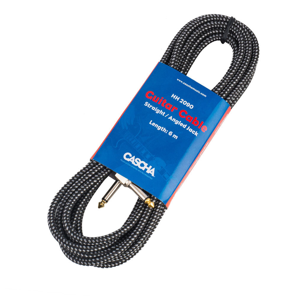 Cascha CASHH2090 20ft Instrument Cable (1/4" Straight Plug - 1/4" Right-angled Plug)