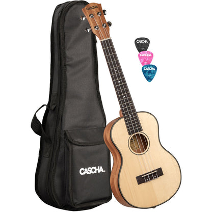 Cascha CASHH2154 Spruce Solid Top Series Tenor Ukulele in Natural Finish