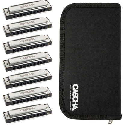 Cascha CASHH2223 7-Pce Blues Harmonica Set in the Keys A, Bb, C, D, E, F, G