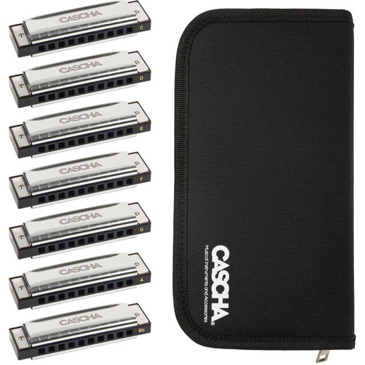 Cascha CASHH2223 7-Pce Blues Harmonica Set in the Keys A, Bb, C, D, E, F, G