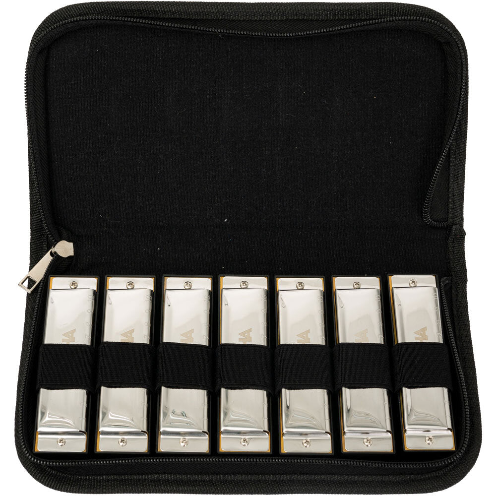 Cascha CASHH2223 7-Pce Blues Harmonica Set in the Keys A, Bb, C, D, E, F, G