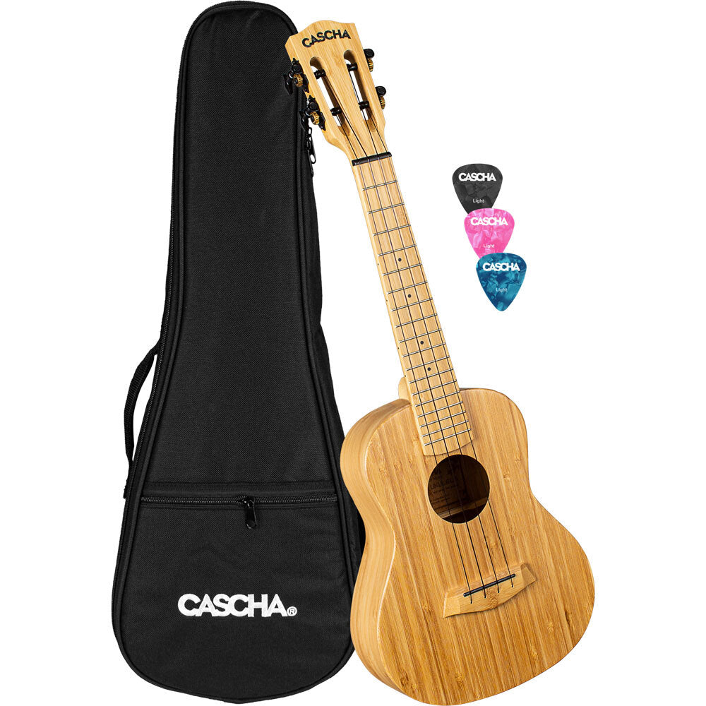 Cascha CASHH2313 Bamboo Series Concert Ukulele in Natural Finish