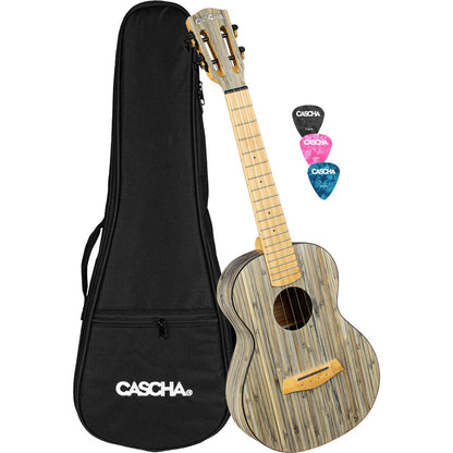 Cascha CASHH2317 Bamboo Series Tenor Ukulele in Graphite Finish
