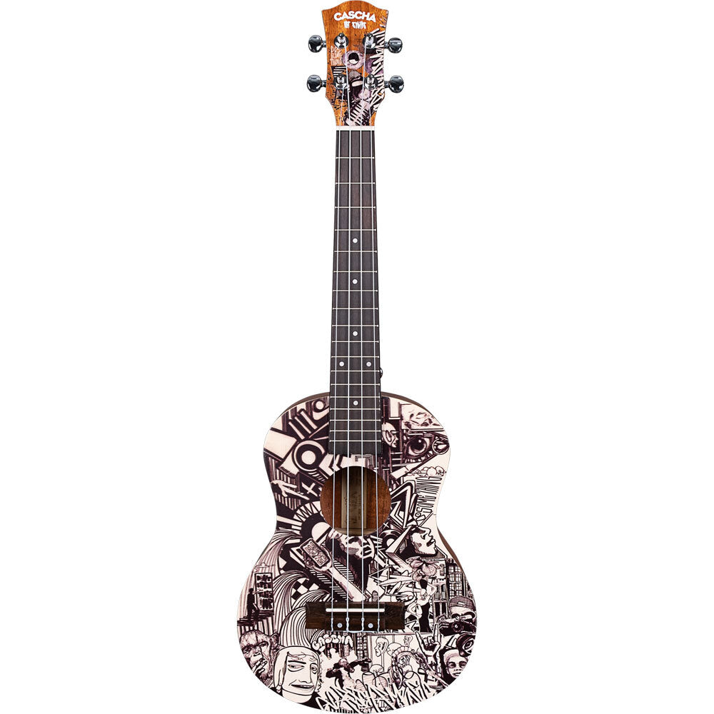 Cascha CASHH2609 Art Series Tenor Ukulele with Sketch Design