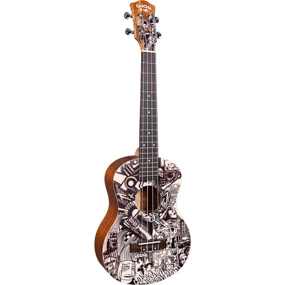 Cascha CASHH2609 Art Series Tenor Ukulele with Sketch Design