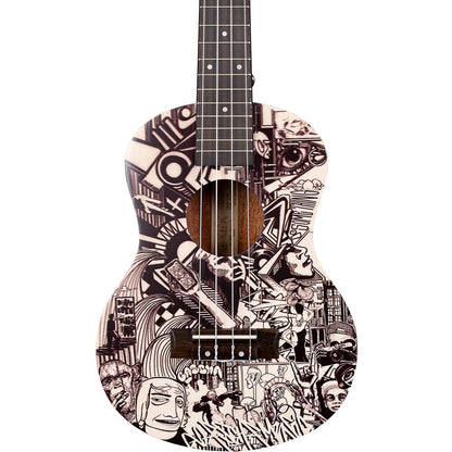 Cascha CASHH2609 Art Series Tenor Ukulele with Sketch Design