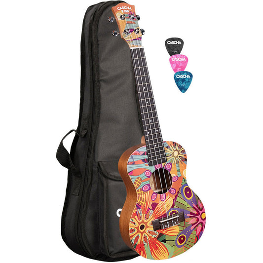 Cascha CASHH2611 Art Series Tenor Ukulele with Flowers Design