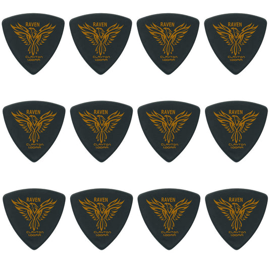 Clayton CLABRT100 Black Raven Rounded Triangle Guitar Picks (1.00mm) - 12pk