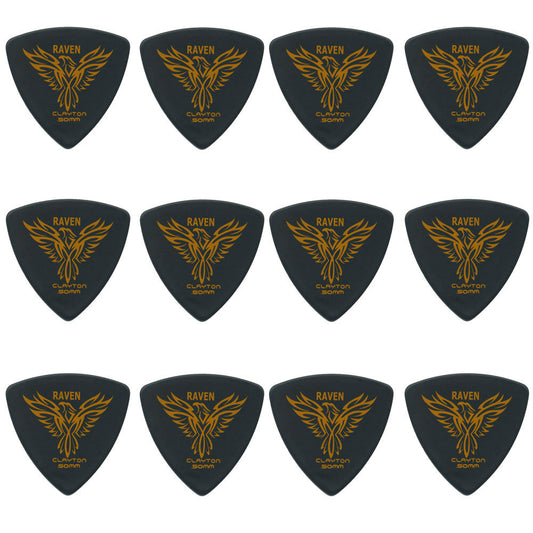 Clayton CLABRT50 Black Raven Rounded Triangle Guitar Picks (0.50mm) - 12pk