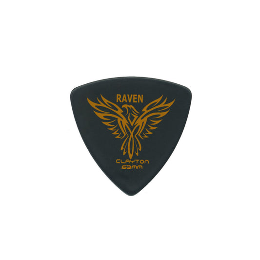 Clayton CLABRT63 Black Raven Rounded Triangle Guitar Picks (0.63mm) - 12pk