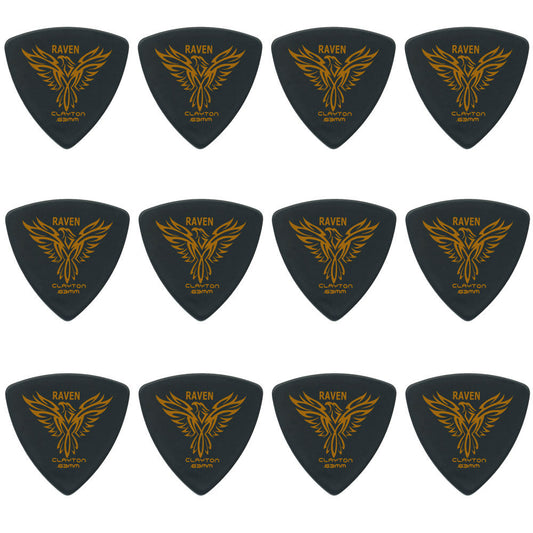 Clayton CLABRT63 Black Raven Rounded Triangle Guitar Picks (0.63mm) - 12pk