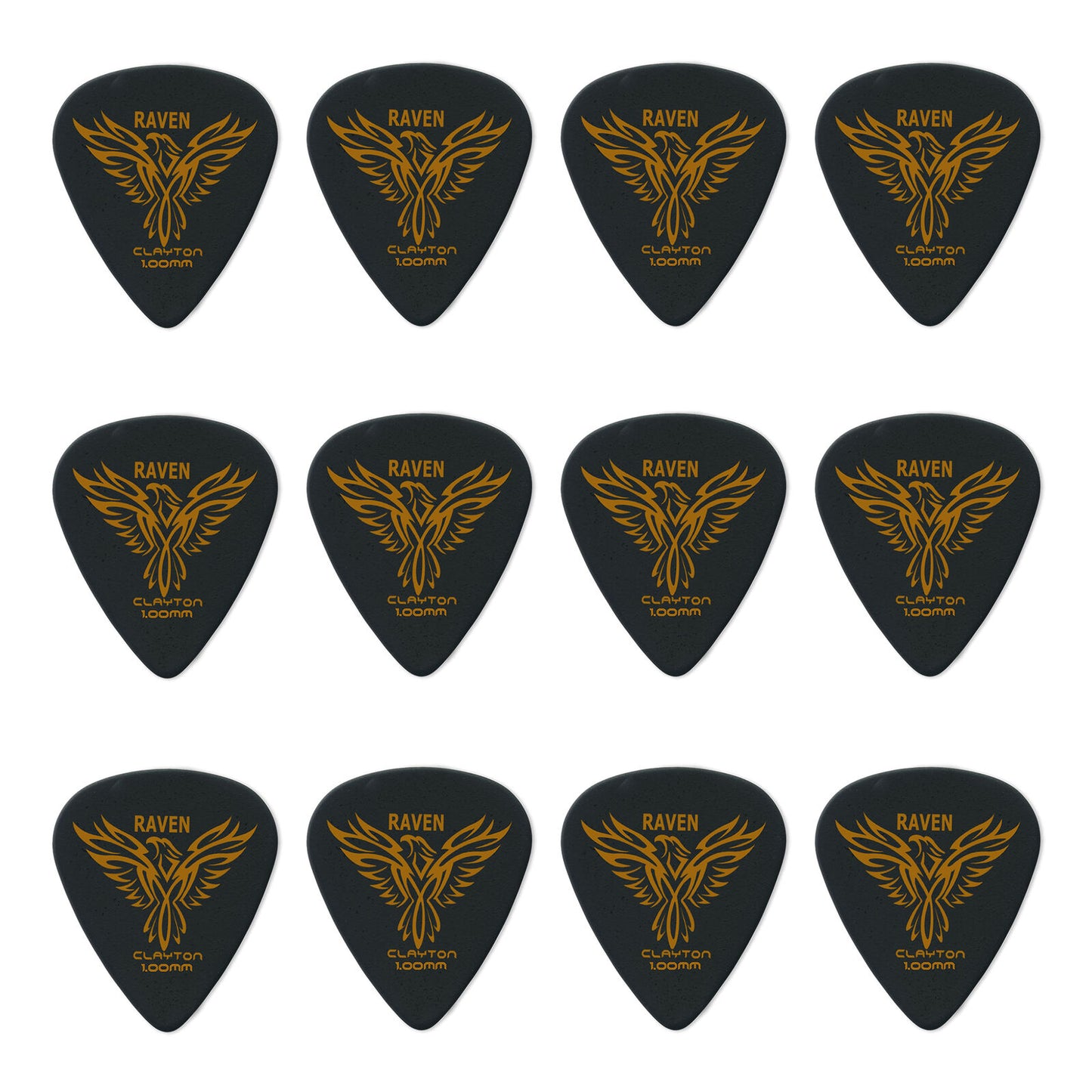 Clayton CLABS100 Black Raven Standard Guitar Picks (1.00mm) - 12pk