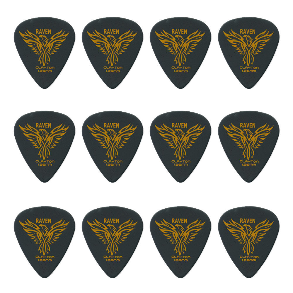 Clayton CLABS126 Black Raven Standard Guitar Picks (1.26mm) - 12pk