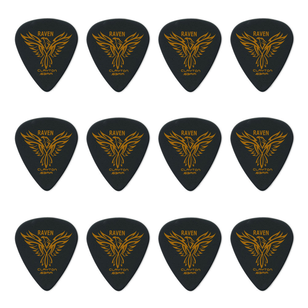 Clayton CLABS63 Black Raven Standard Guitar Picks (0.63mm) - 12pk