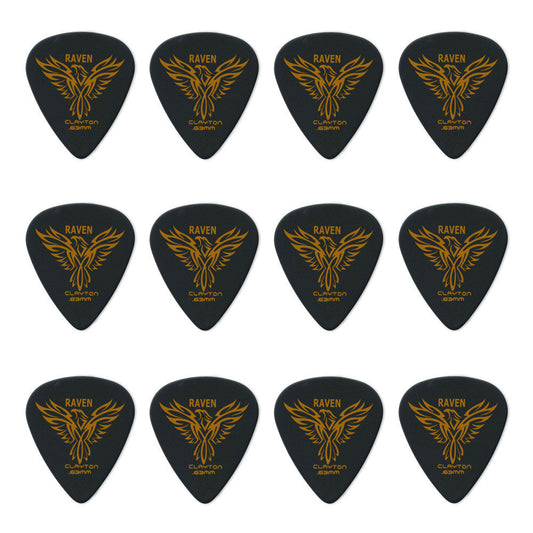 Clayton CLABS63 Black Raven Standard Guitar Picks (0.63mm) - 12pk