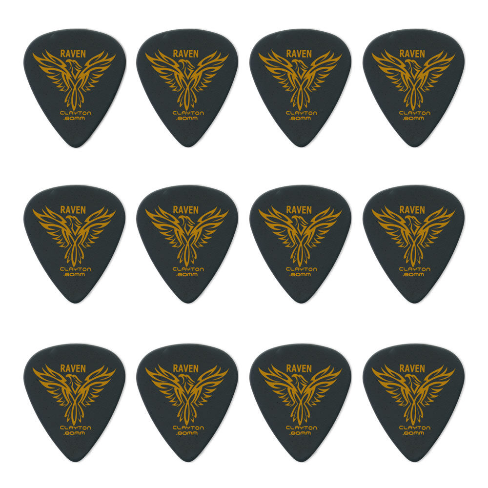 Clayton CLABS80 Black Raven Standard Guitar Picks (0.80mm) - 12pk