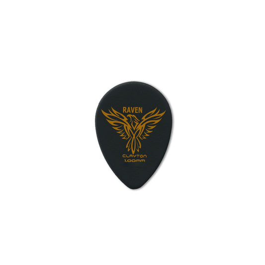 Clayton CLABST100 Black Raven Small Teardrop Guitar Picks (1.00mm) - 12pk