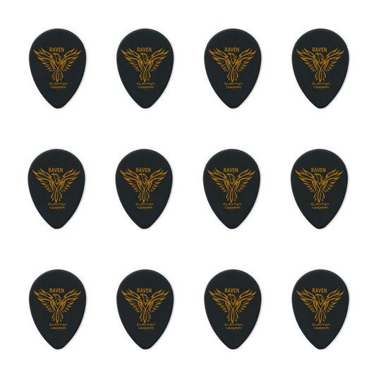 Clayton CLABST100 Black Raven Small Teardrop Guitar Picks (1.00mm) - 12pk