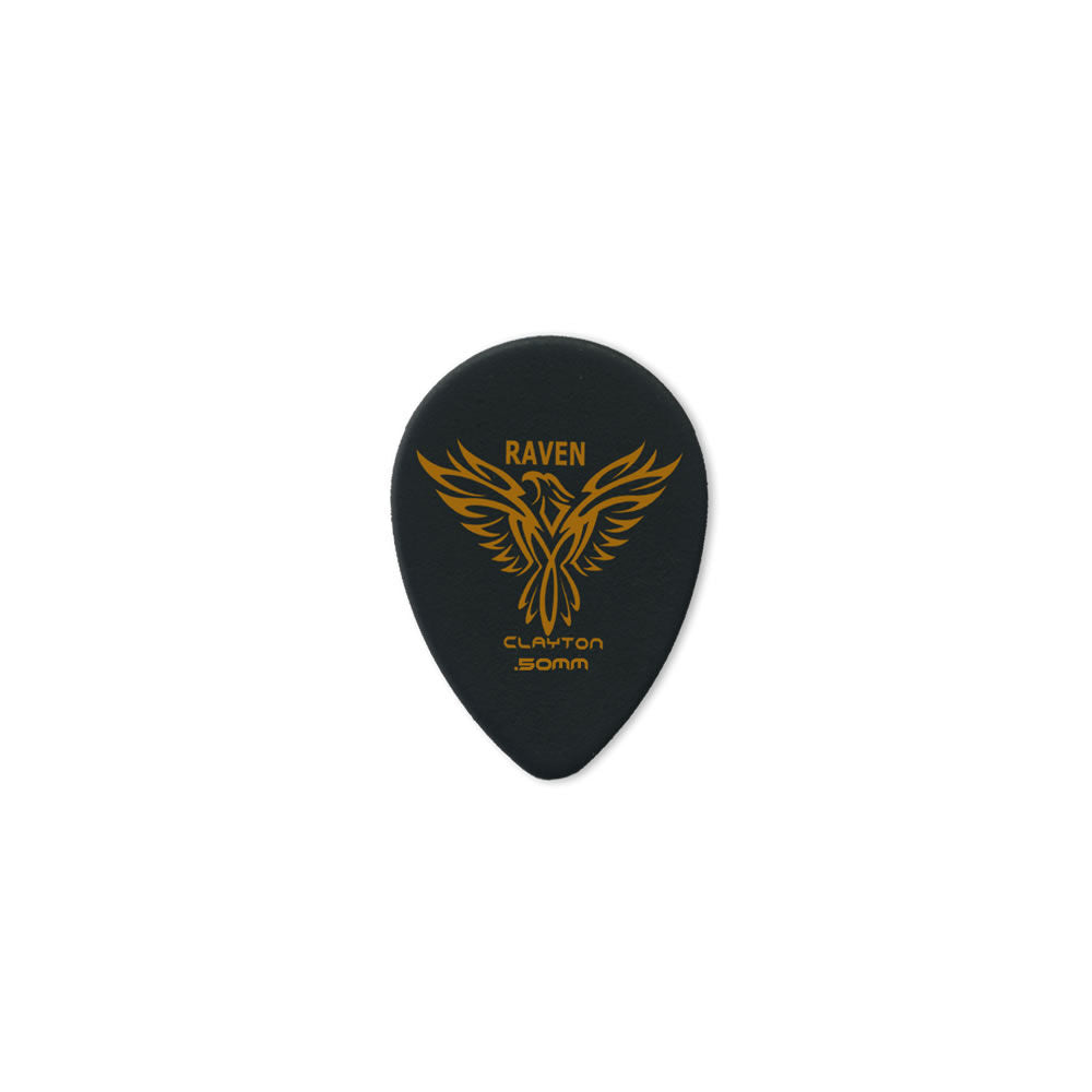 Clayton CLABST50 Black Raven Small Teardrop Guitar Picks (0.50mm) - 12pk