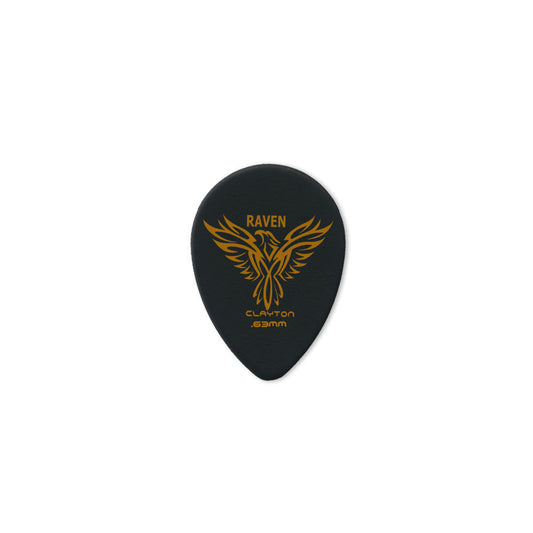 Clayton CLABST63 Black Raven Small Teardrop Guitar Picks (0.63mm) - 12pk