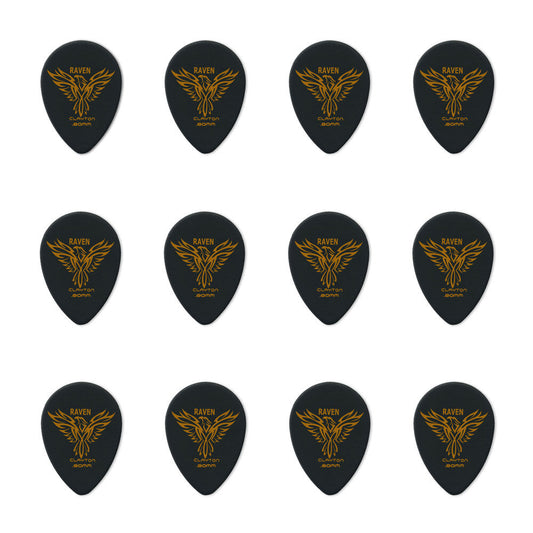Clayton CLABST80 Black Raven Small Teardrop Guitar Picks (0.80mm) - 12pk
