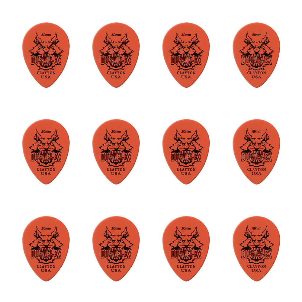 Clayton CLADXST60 Duraplex Small Teardrop Guitar Picks (0.60mm) - 12pk