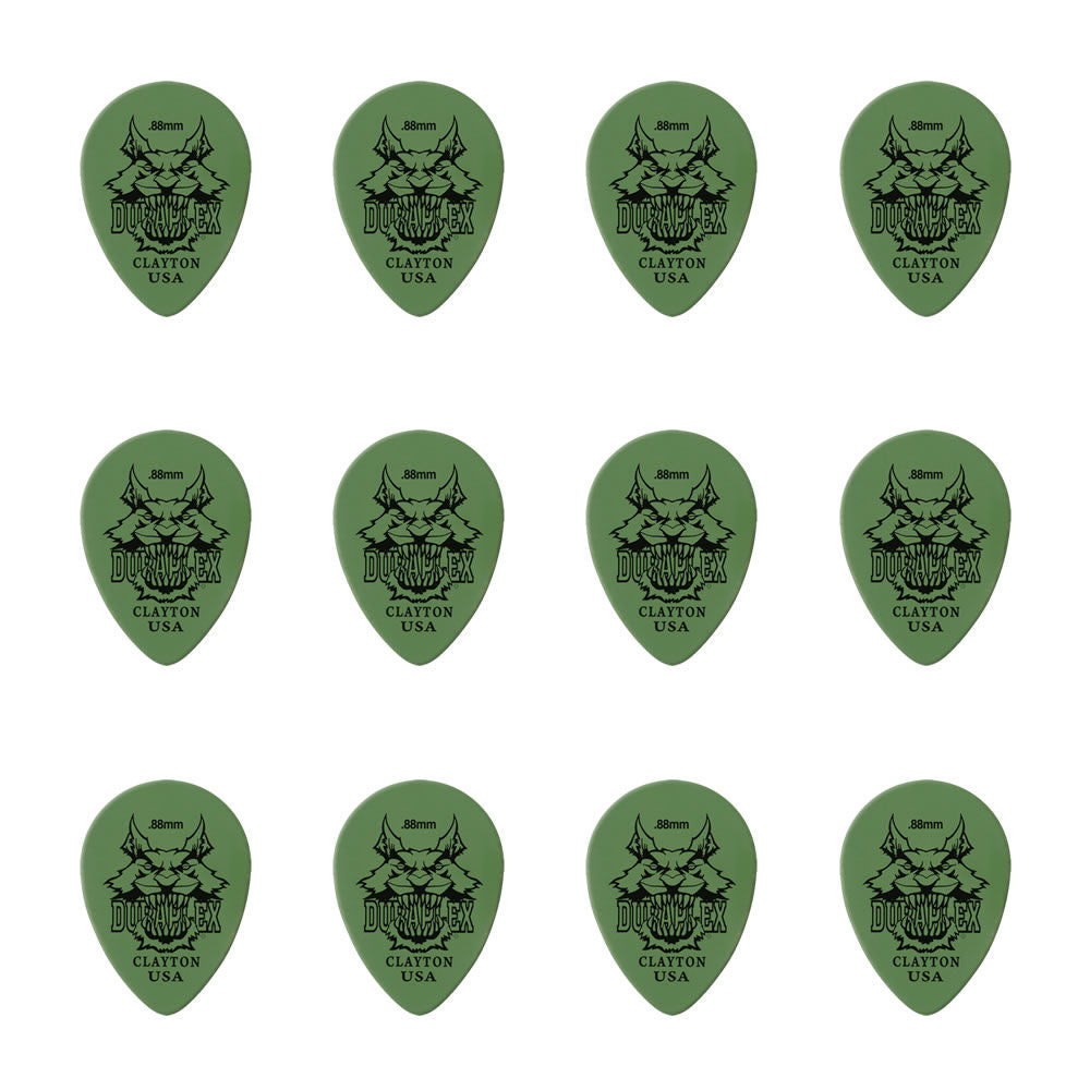 Clayton CLADXST88 Duraplex Small Teardrop Guitar Picks (0.88mm) - 12pk