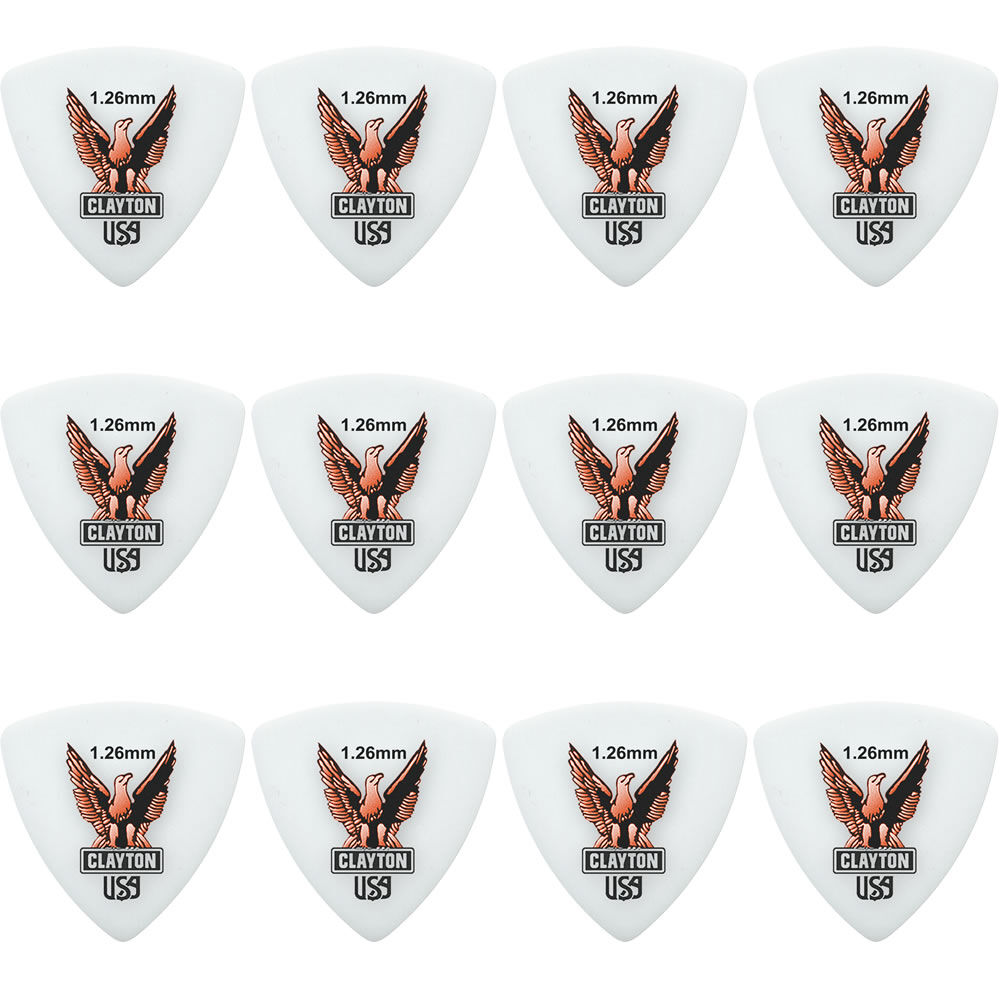 Clayton CLART126 Acetal Eagle Rounded Triangle Guitar Picks (1.26mm) - 12pk