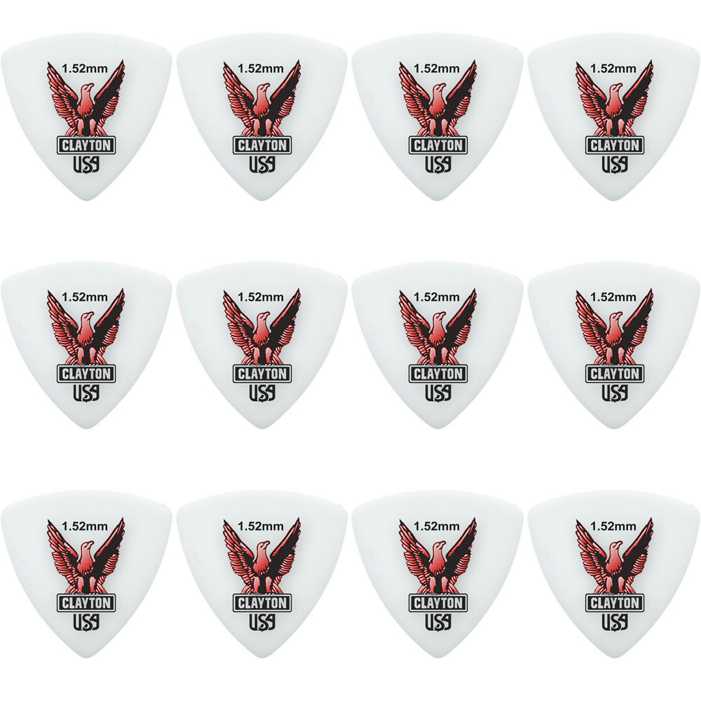 Clayton CLART152 Acetal Eagle Rounded Triangle Guitar Picks (1.52mm) - 12pk