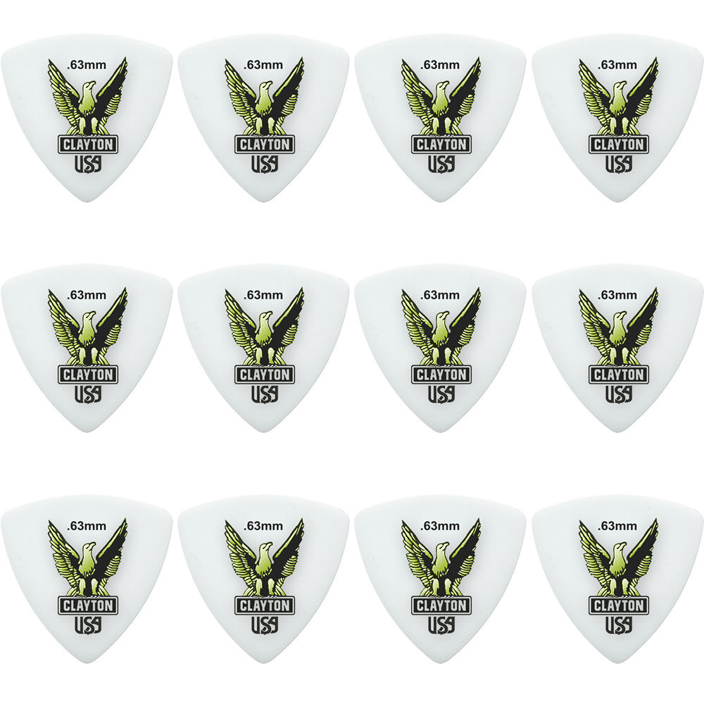 Clayton CLART63 Acetal Eagle Rounded Triangle Guitar Picks (0.63mm) - 12pk