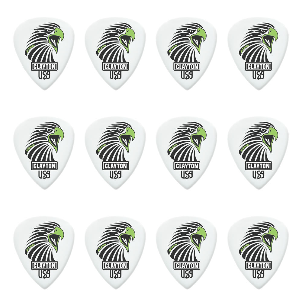 Clayton CLASAS63 Acetal Eagle Sharp Standard Guitar Picks (0.63mm) - 12pk