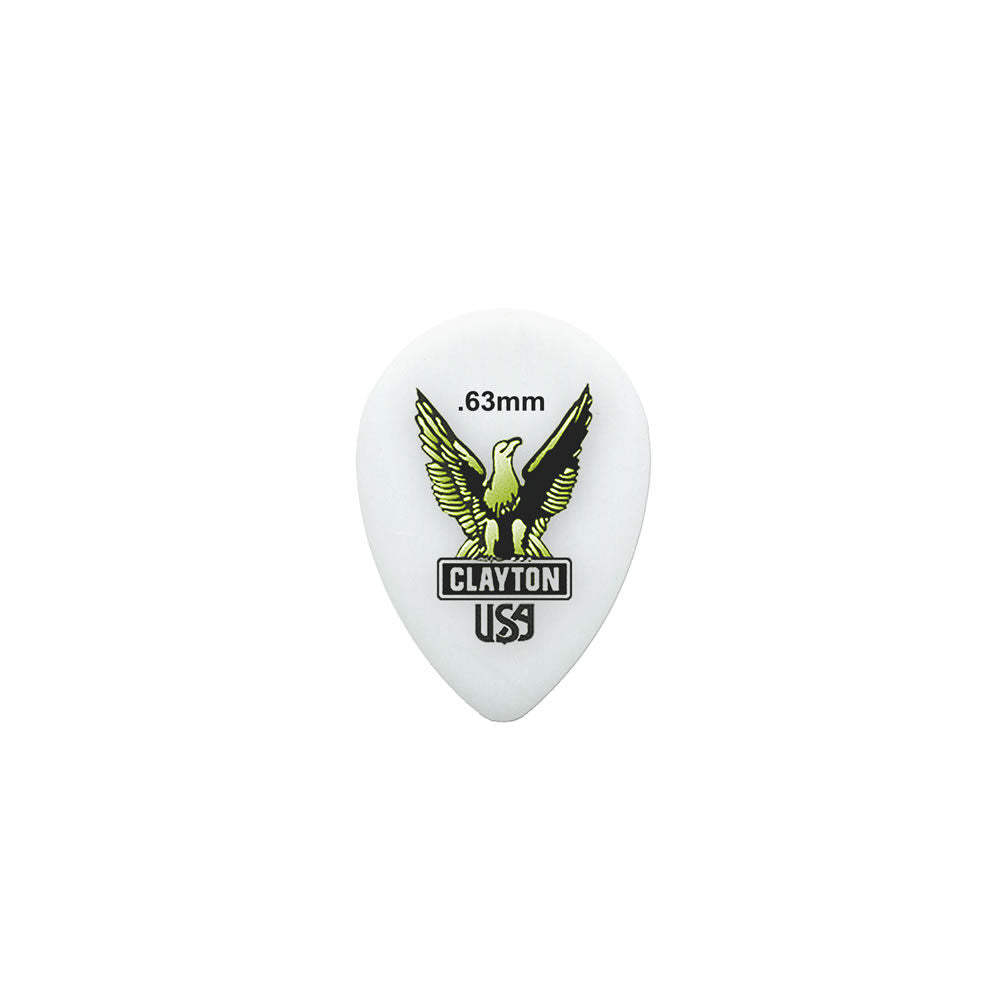 Clayton CLAST63 Acetal Eagle Small Teardrop Guitar Picks (0.63mm) - 12pk