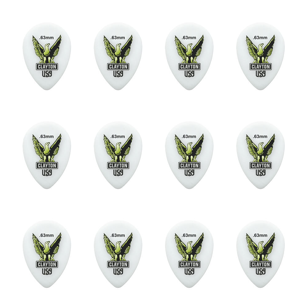 Clayton CLAST63 Acetal Eagle Small Teardrop Guitar Picks (0.63mm) - 12pk