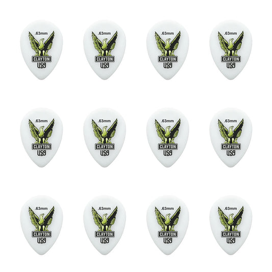Clayton CLAST63 Acetal Eagle Small Teardrop Guitar Picks (0.63mm) - 12pk